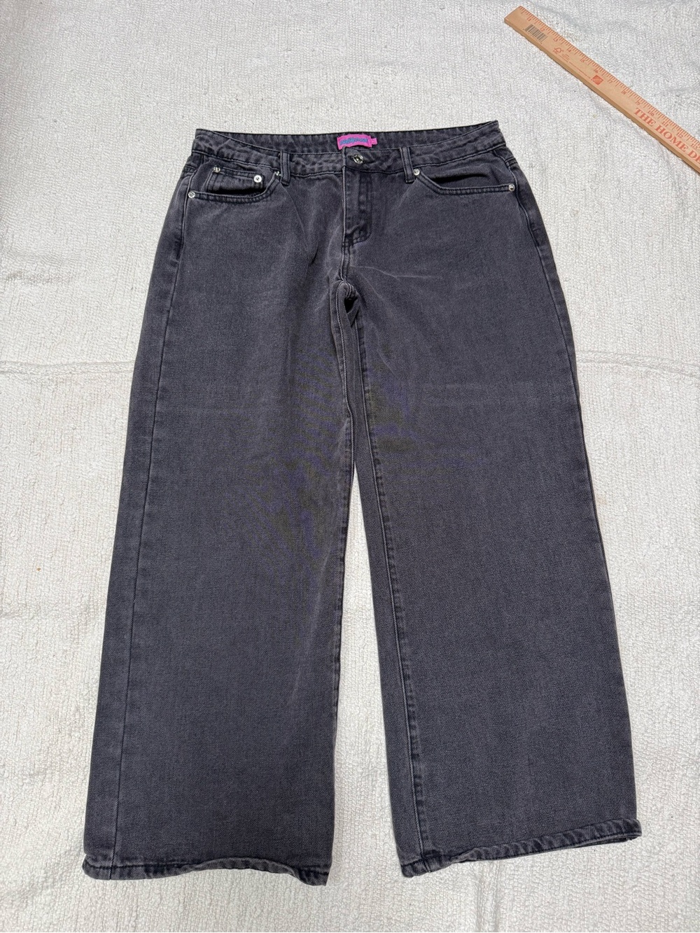 Edikted Wide Leg Jeans Black Size Large